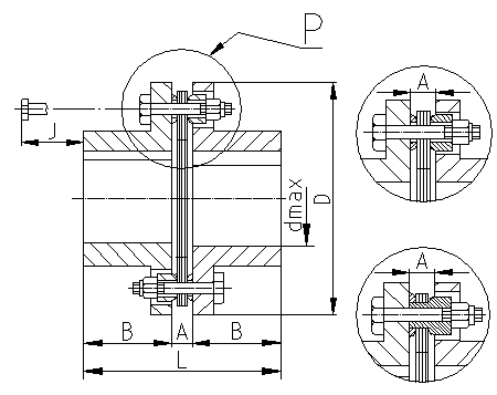 DJM型膜片聯(lián)軸器結構圖